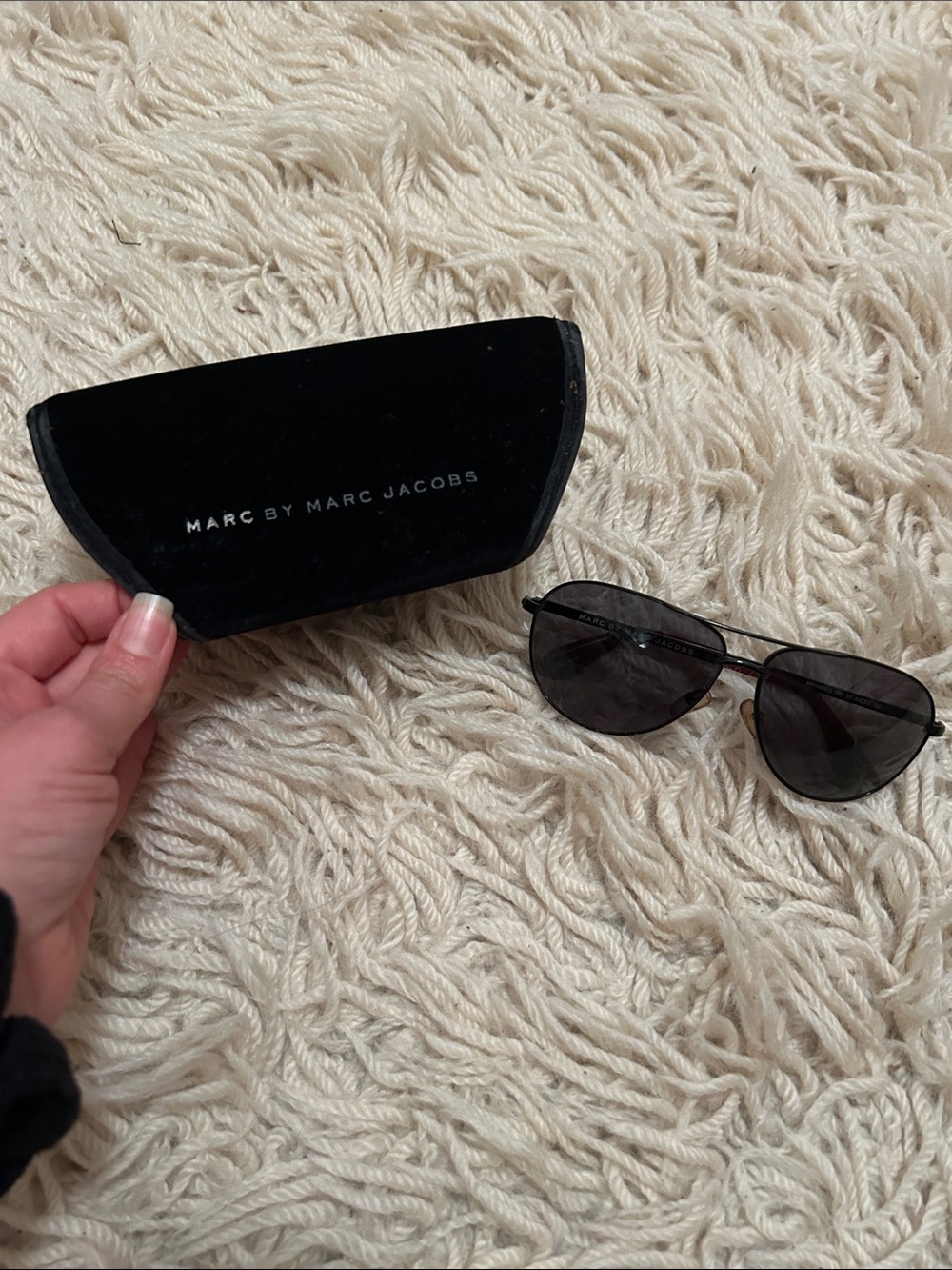 Marc by Marc Jacobs Black Metal Aviator Sunglasses